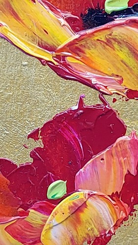 Papaveri 3 dipinti originali fiori selvatici regalo arte semi-astratta fatta a mano arte da parete - Foto 9 di 11