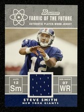 2007 Bowman #FF-SS Steve Smith Fabric of the Future RC Rookie NY Giants
