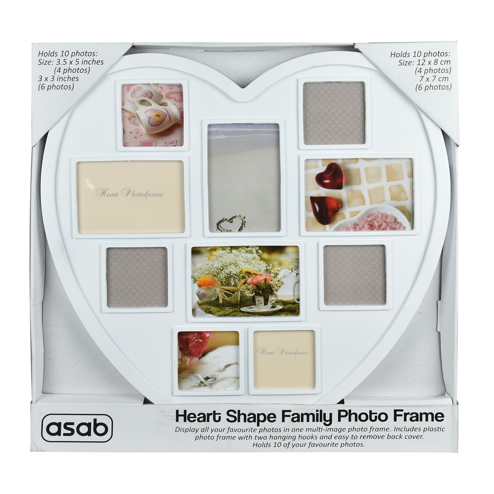 White Heart Shaped Multi Picture Wall Photo Frame Collage Frames
