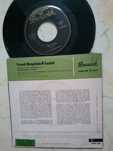 FREUND-MANGELSDORFF-SEXTETT Domicile / Three Lines *1958 BRUNSWICK MONO* - Picture 2 of 2
