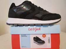 Cat Jack Ellison Girls Low Top Lace-Up Fashion School Sneakers Black Size 2