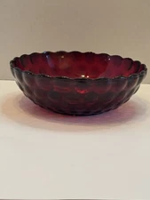 Vintage Anchor Hocking Ruby Red Bubble Bowl 8" Large Bowl Serving Dish Vgood