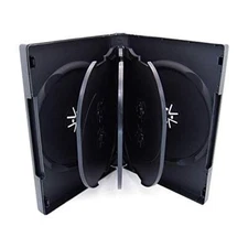Black 8 Disc Dvd Cases With 3 Flip Trays And Outter Clear Sleeve 10 Pack