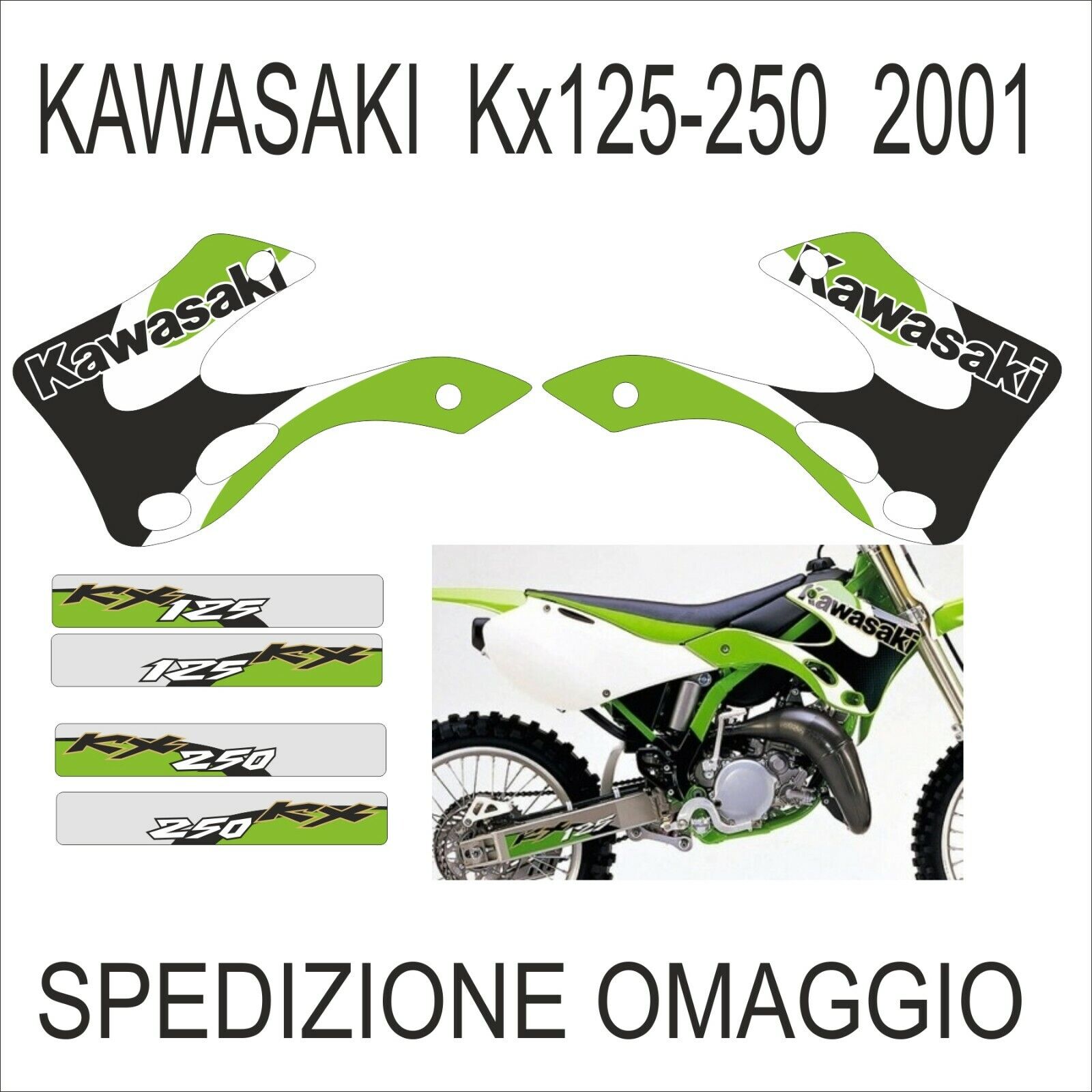 Kit Adesivi KAWASAKI KX 125-250 2001 replica Serie in kristal