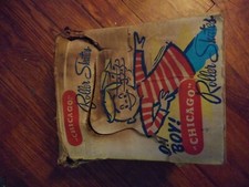 Vintage Metal Roller Skates Red leather Straps by Chicago Co with Box has NO KEY