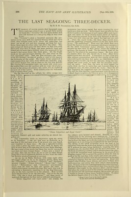 1898 PRINT LAST SEA GOING THREE DECKER SHIP TOPGALLANT ROYAL YARDS 