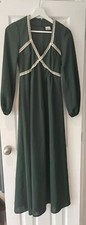 Vintage Spinney Long Green Dress Lace Detail Size 10