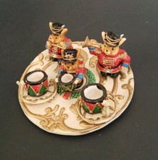 1994 RESIN MINI TEA SET, CHRISTMAS, Popular Imports, Ornaments IOB