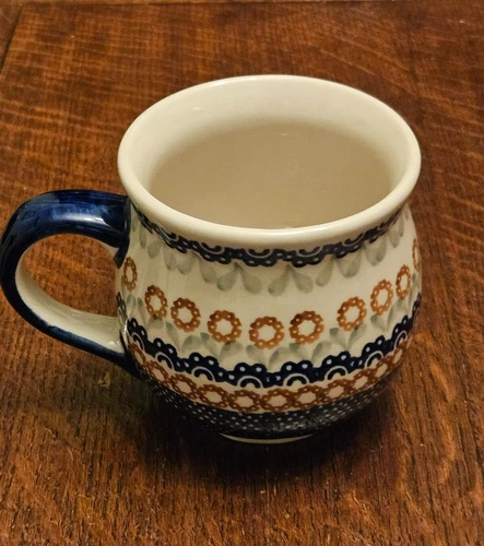 Polish Pottery Bubble Mug 14oz Flowers Boleslawiec Hand Made Poland Coffee Soup