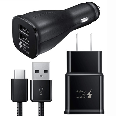 Original Samsung Galaxy S24 S23 S22 S21 S20 S10 15W Fast Car Charger USB-C Cable