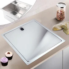 Stainless Steel Hidden Bar Kitchen Sink Single Bowl with Folding Faucet, Silver