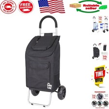 Stylish Black Foldable Shopping Trolley with Beefy Wheels  Ergonomic Handle