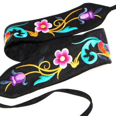 Floral Headband Belt Hand Embroidered Handmade Accessories for Women Dilicn Miao Embroidered Belt Floral Authentic Handmade  main image 3