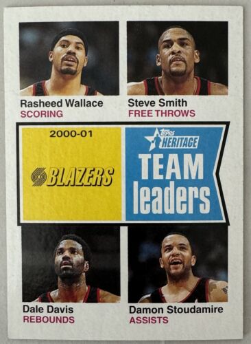 2001-02 Topps Heritage Basketball Card #225 Wallace/Smith/Davis/Stoudamire - Bild 1 von 2