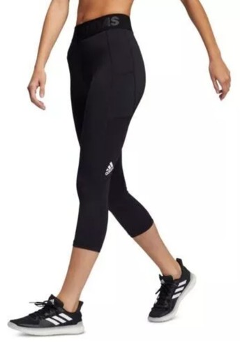 Adidas Womens Mid Rise 3/4 3 Bars Training Tights Color Black Size X-Small New - Bild 1 von 4