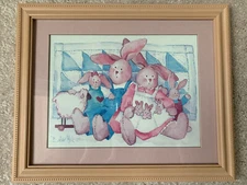 Barbara Mock Framed & Matted Bunny Rabbit Print.
