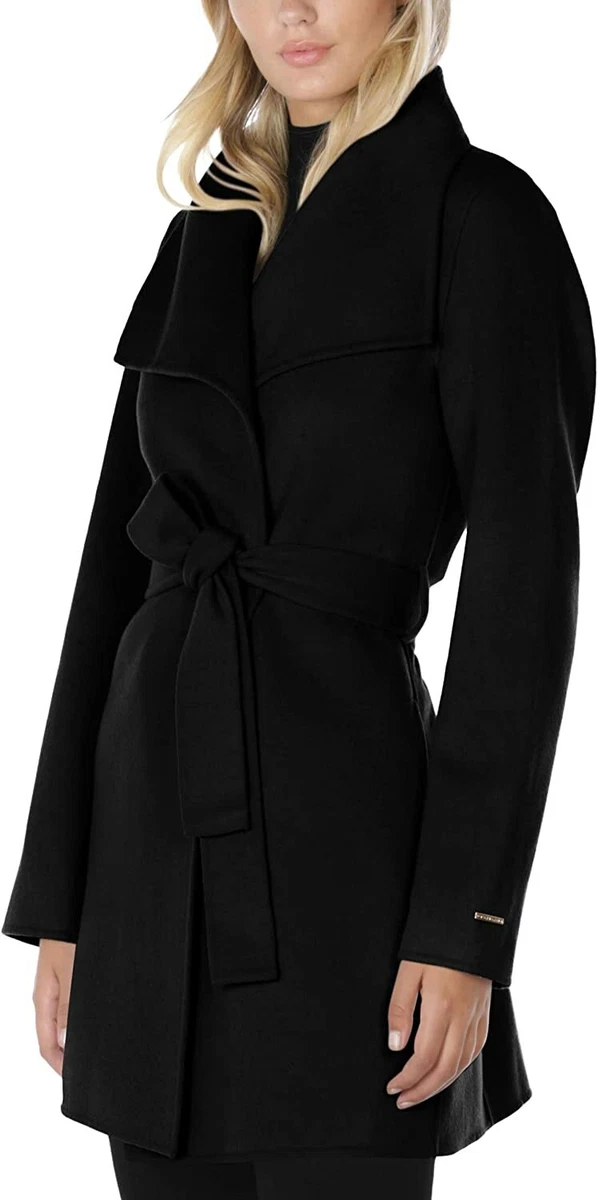 TAHARI Women s Wool Wrap Coat with Tie Belt eBay