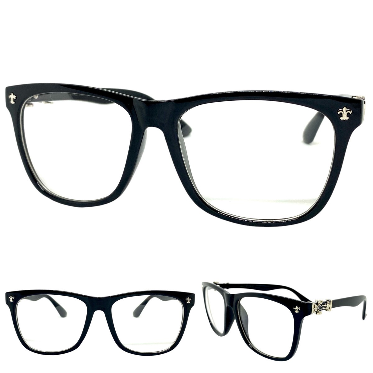 Mens Women CLASSIC VINTAGE Style Clear Lens EYE GLASSES Black