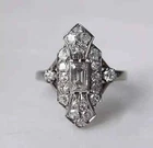 Art Deco Vintage Style Lab Created Diamond Engagement 14k White Gold Finish Ring