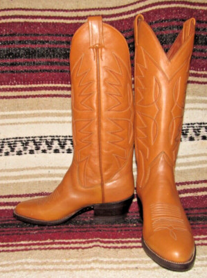 Vintage Sanders Brown Leather Handcrafted Cowboy Boots Men 6 D Lady 7.5 M NIB