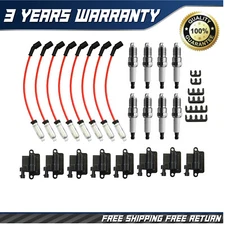 Square Ignition Coil & Spark Plug Wire For Chevy GMC 4.8L 5.3L 6.0L 8.1L Pack 8