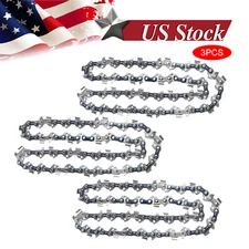 3X 10" Chain 3/8 LP .050 40 DL S40 Fits Worx WG309 Chainsaw using 9040 Blue Max