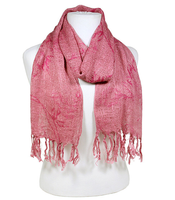 Scarf - Cotton Woven w/ Flower Print - Pinkl - SF-SSF50191PK