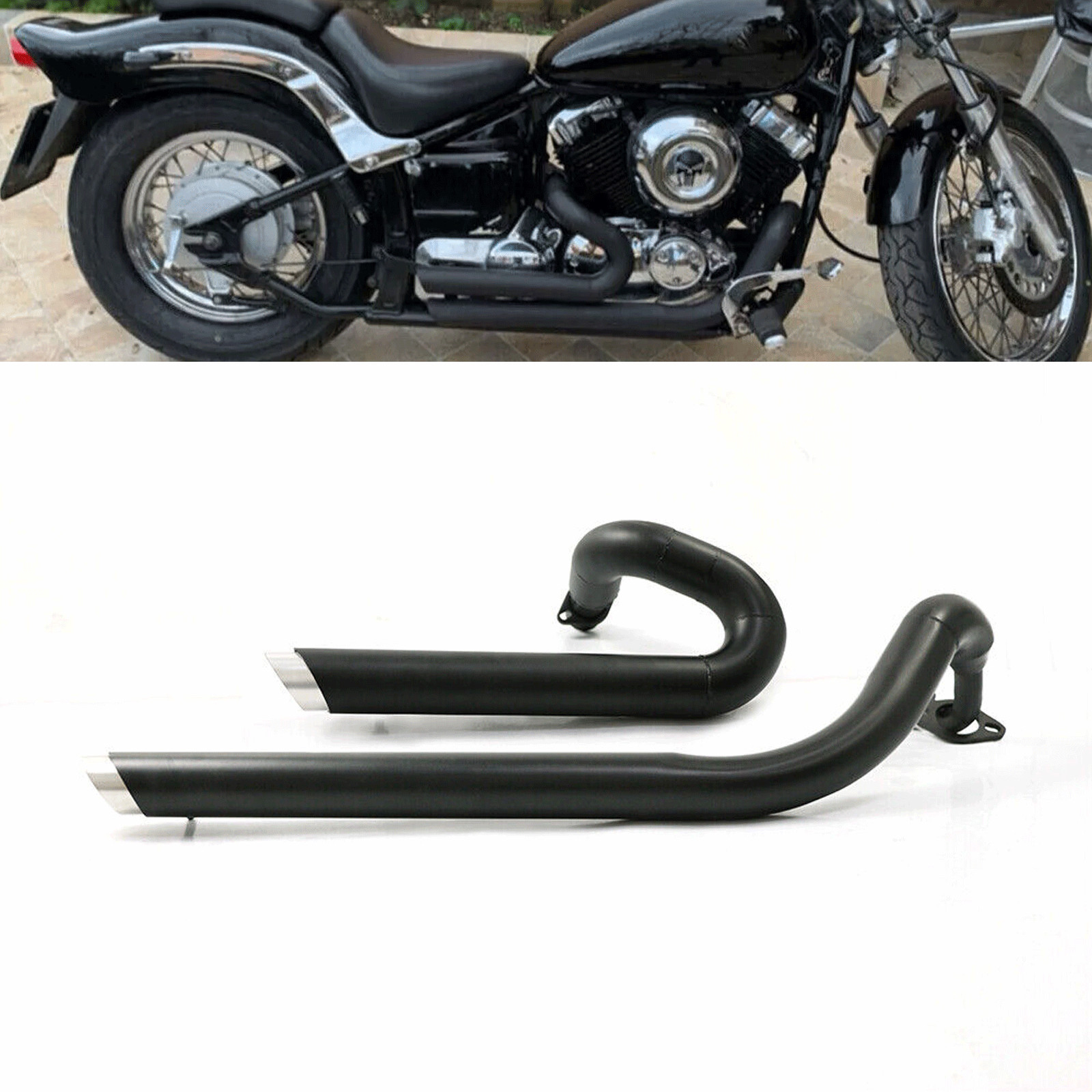 For Yamaha V star 650 XVS650 Dragstar 650 400 Shortshots Staggered Exhaust Pipes