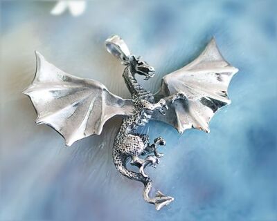 Drachen Anhänger Silber 925 Kettenanhänger echt Sterlingsilber massiv sh08