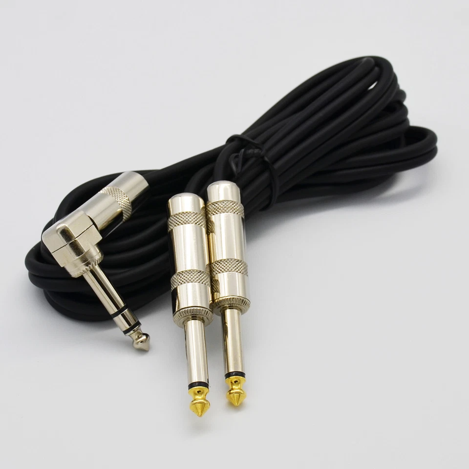 1/4" TRS Right Angle Stereo to 2x 6.35mm Mono Male Plug Headphone Audio Cable - Image 2 of 4