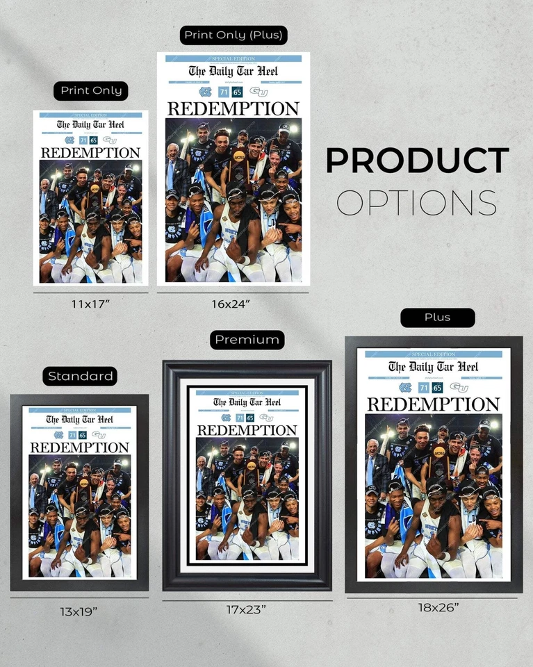 North Carolina Tar Heels NCAA 2017 campeones de baloncesto universitarios enmarcados página frontal Foto 4 de 4