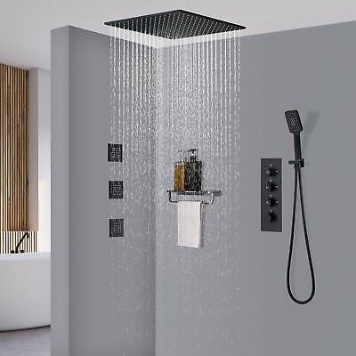 Thermostaic Shower Faucet 20 inch LED Rainfall Shower Faucet Massage Jets Spraye