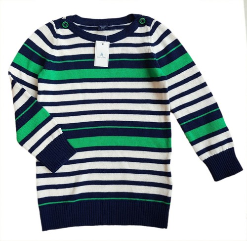 Baby GAP Girls Jumper Mini Dress Navy Horizontal Striped Knitted 6-12 12-18 Girl
