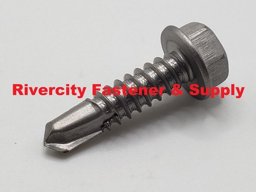 1/4 x 1 Hex Washer Head Self Drilling Tek Screws IHW 410 Stainless 14-14x1 - Picture 3 of 10