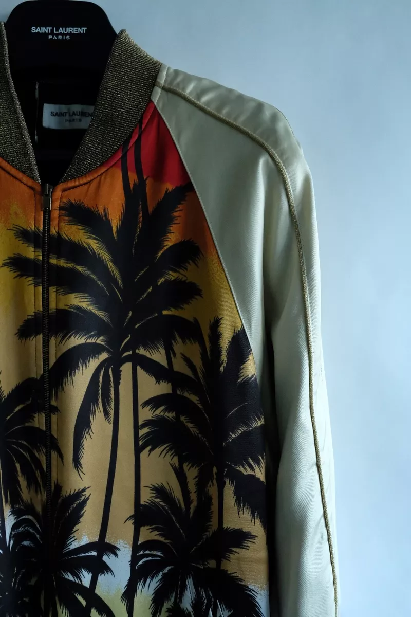 SS16 Saint Laurent Paris Surf Sound Palm Tree Souvenir Bomber