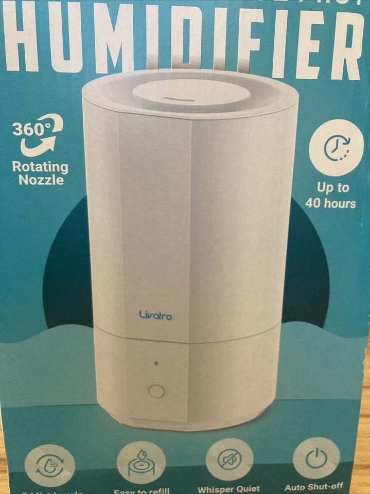 NEW Livatro LVHD4001 4L Ultrasonic Cool Mist Humidifier 300Ft Area Quiet On Off - Image 3 of 4