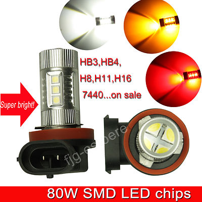 80W LED High Power SMD Car Truck Auto Fog DRL Light Projector Lens Bulb Lamps 