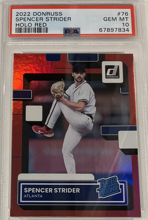 2022 SPENCER STRIDER Panini Donruss HOLO RED RATED ROOKIE RC PSA 10 Color Match