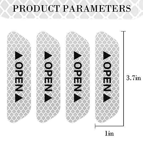 4PCS White Car Door Open Warning Reflective Stickers Night Safety Luminous Decal - Picture 3 of 10