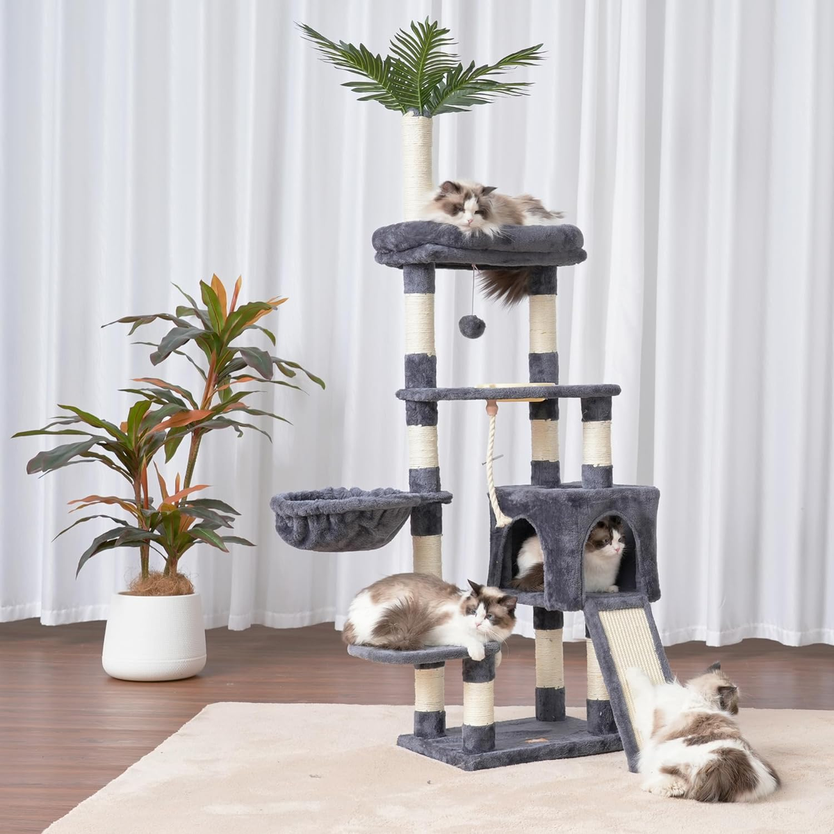 Cat Tree, 65.4 Inches Cat Tower for Indoor Cats, Cat Condo with