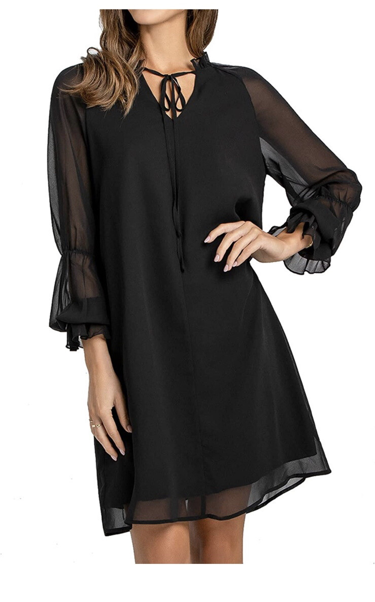black chiffon tunic dress Black Chiffon Maxi Dress, Asymmetrical Kaftan Tunic, Plus Size