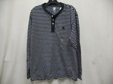 Timberland 460649 58U2350 3 Button Striped Crew Shirt Blue Mens Small