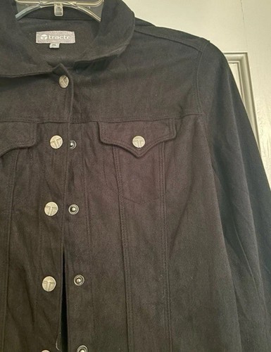 Tractr Girls Jacket Black Suede Jacket Suede Coat Buttons XL Girls Sz 14 Clothes - Picture 4 of 4