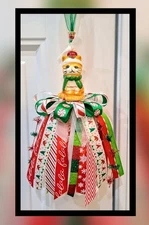 Handcrafted Cracker Barrel Orange Cat Salt Shaker Tassel/Christmas Ornament