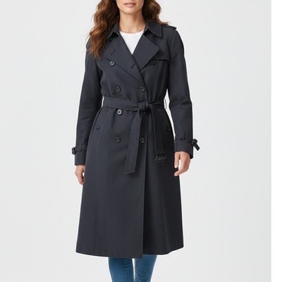 Burberry Classic Trench Coat Navy Blue Double Breasted Belted Women's - M/L