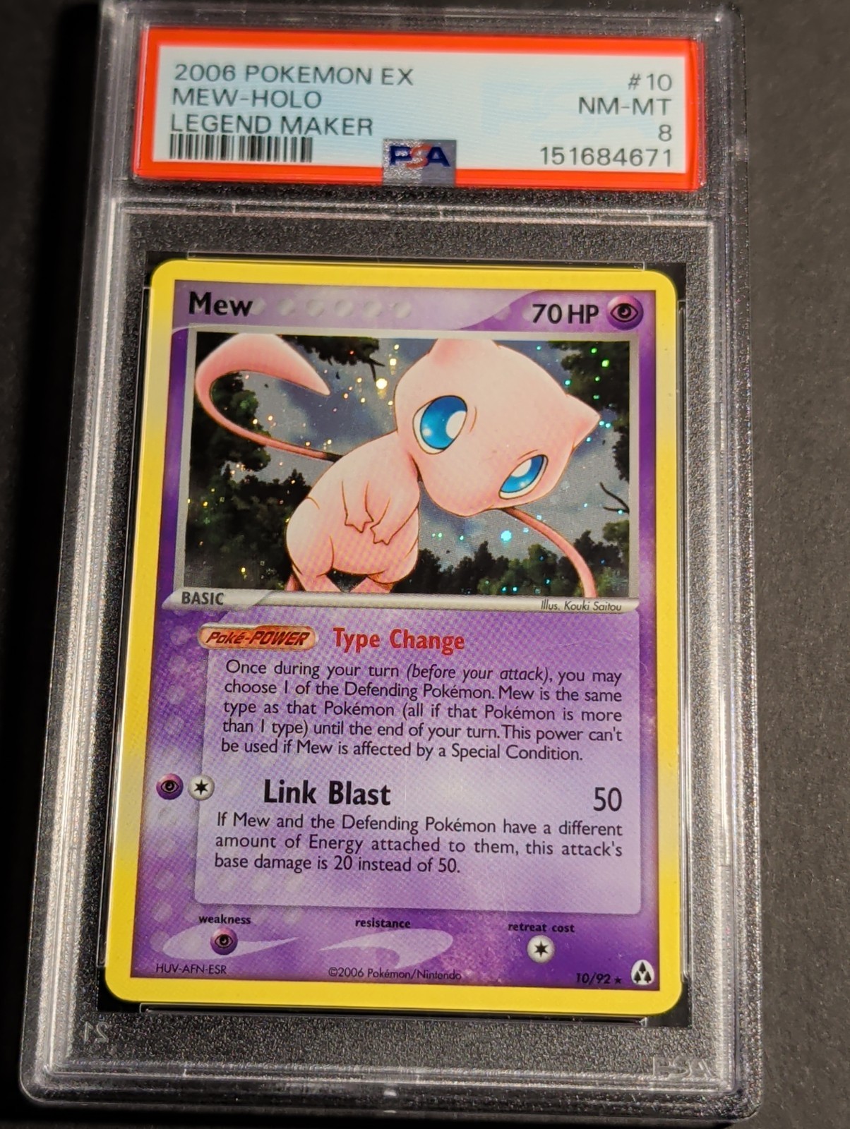 Mew 10/92 - 2006 Pokemon EX Legend Maker Holo Foil PSA 8