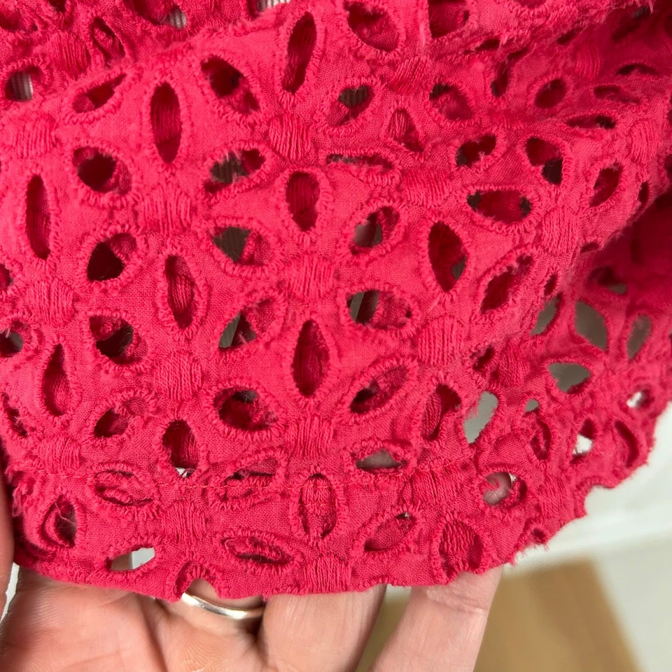 Moda International Mujer Ojales Manga Corta Envolvente Top Rosa Rojo Talla XS/Pequeño Foto 2 de 4