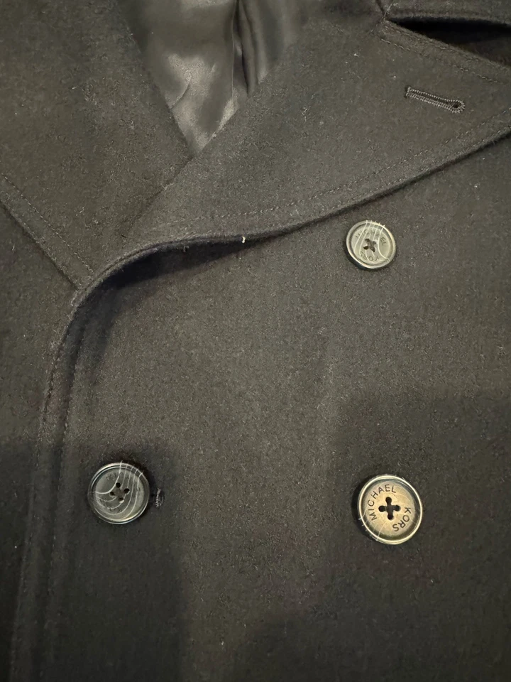 Men’s Michael Kors XL Navy Wool Pea Coat - Image 3 of 4