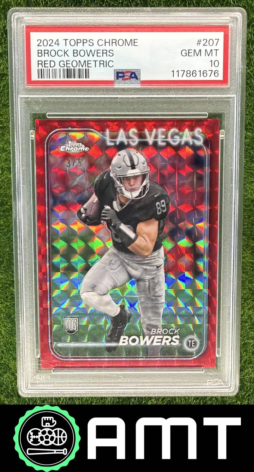 Brock Bowers Topps Chrome #207 Red Geometric
