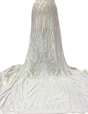 White Iridescent stretch Sequin Fabric Sequin Fabric 54" Width Sell by the Yard